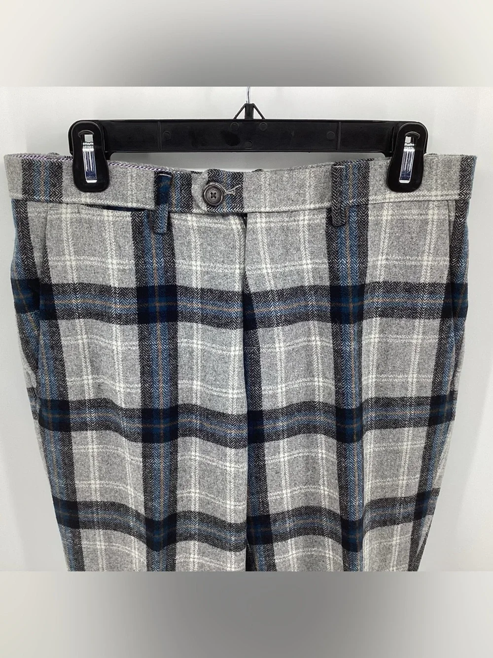 Tommy Hilfiger Gray and Navy Plaid Wool Dress Pants